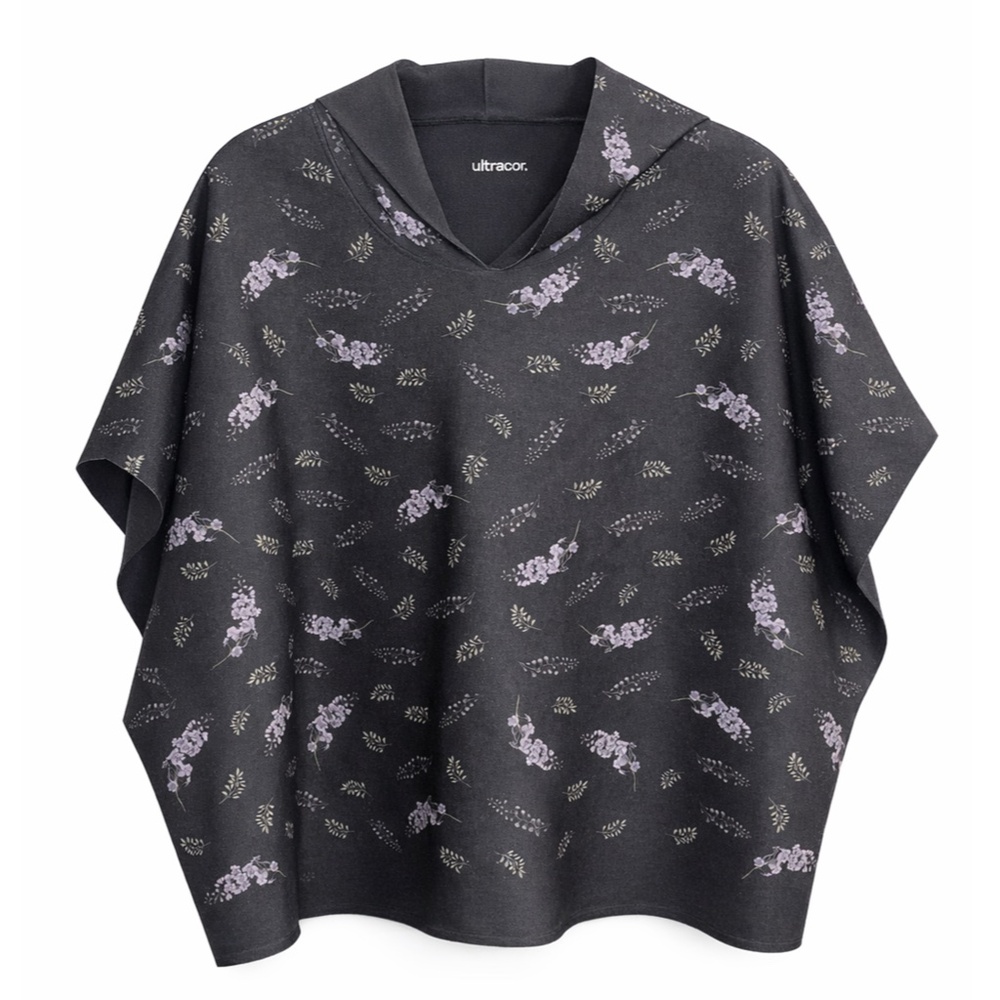 ✨ Ultracor Floral Hooded Poncho Top – Made in USA – Size L ✨